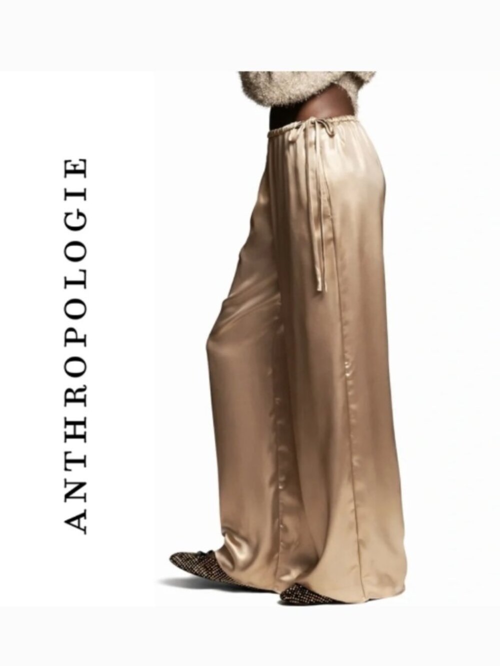 NWT Anthropologie Maeve Liquid Shine Gold Party Pull-On Pants - Picture 4 of 7
